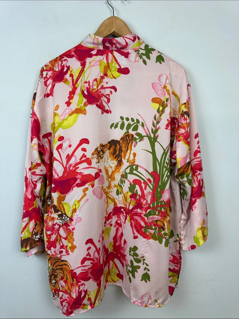 Natori Pajama Top Tiger Lily Floral Print Sz L